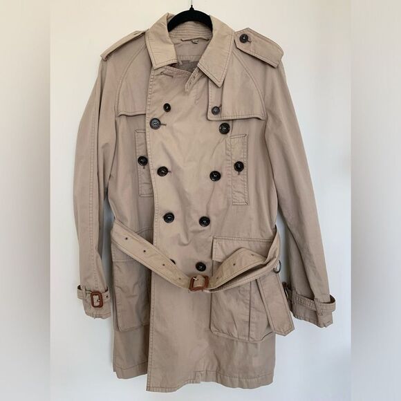 BURBERRY vintage belted khaki brown trench coat size medium - Picture 2 of 10